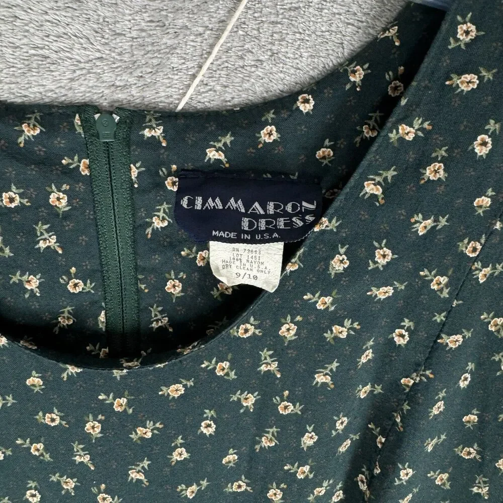 Cimmaron Jumpsuit Womens Medium Green Cream Floral Flowers Wide Leg Peasant Boho